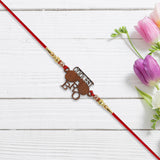 Trendy Wooden Rakhi For Brother  Coolest Bro Design With Sunglass Motif  Decorative Beads