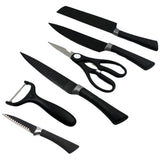 5629 6 Pieces Professional Kitchen Knife Set Meat Knife Chefs Knife With Non-slip Handle For Home Kitchen And Restaurant With Chef Peeler And Scissor (Stainless Steel  6 Pcs Set)